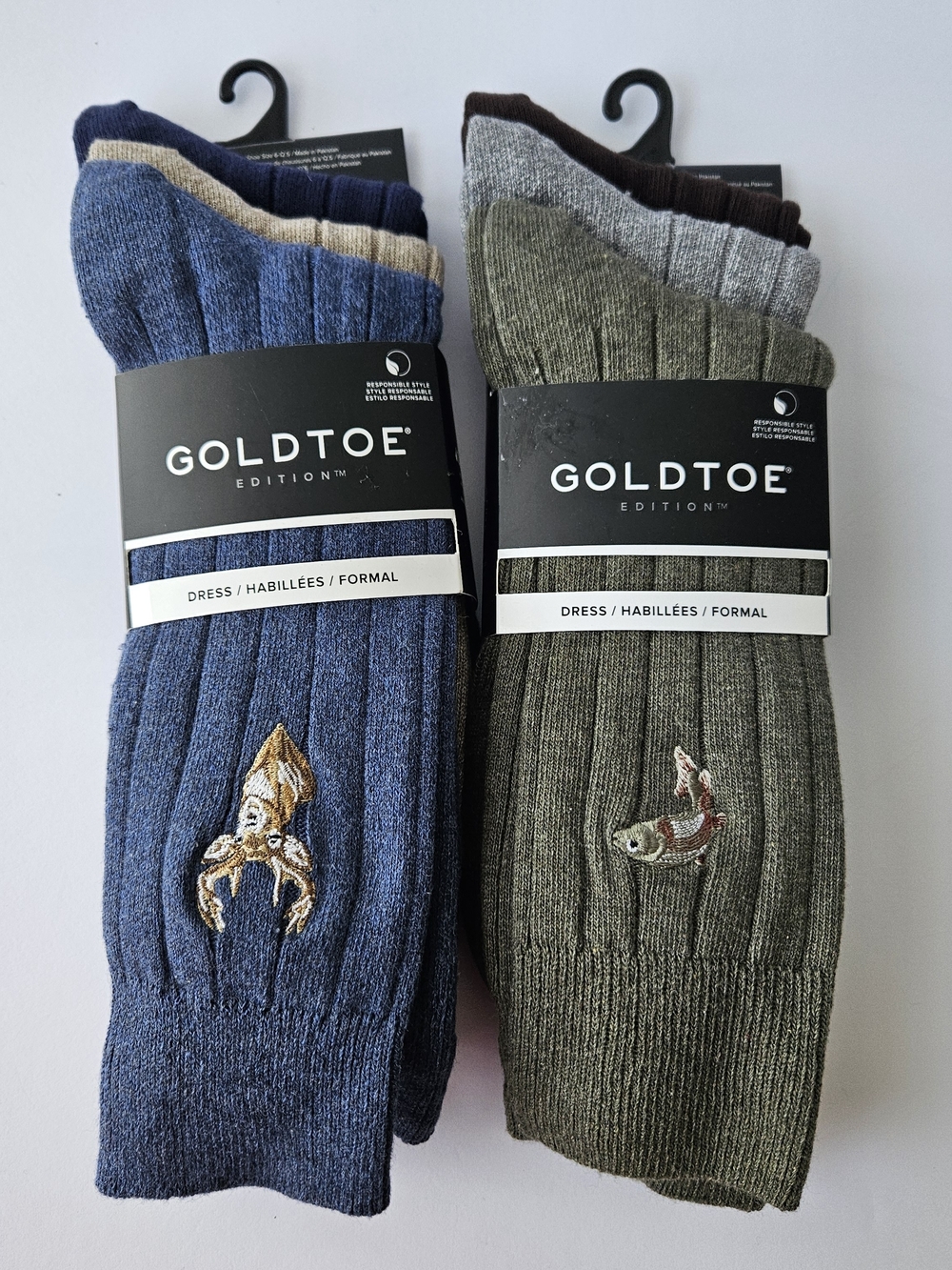 Goldtoe Men's Dress Socks - Navy & Olive, 2-Pack